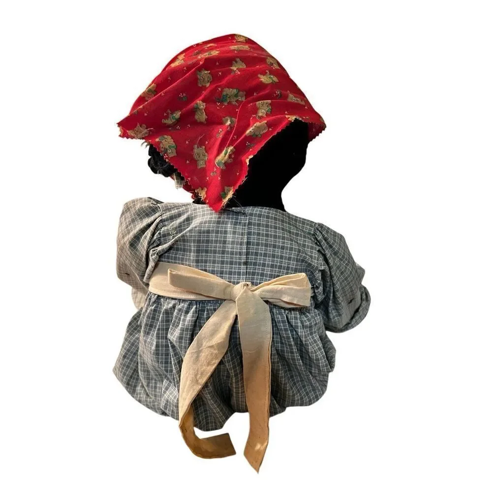 Beautiful Primitive Folk Art African American Doll Cloth Handmade 28” Tall